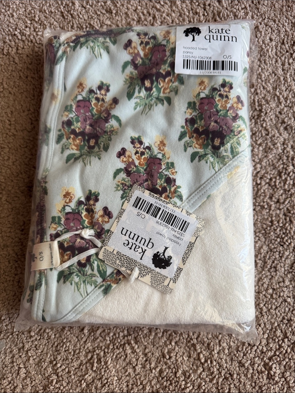 kate Quinn pansy hooded towel